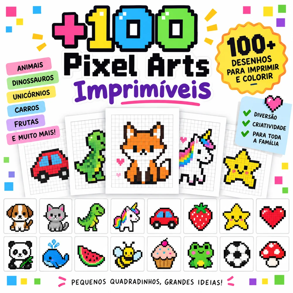 Mais de 100 Pixel Arts imprimíveis